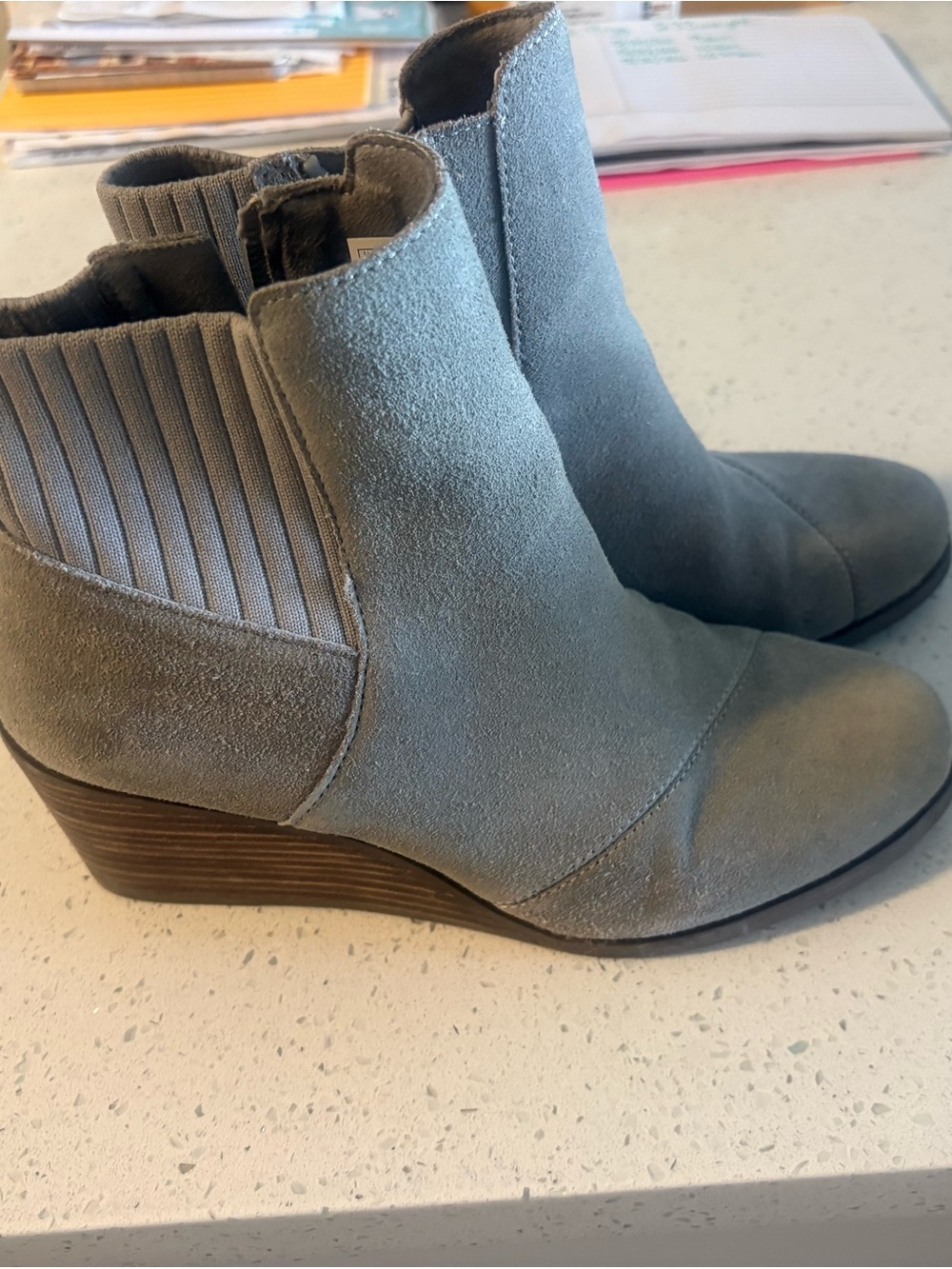 Toms Women's Light Gray Suede Ankle Boots